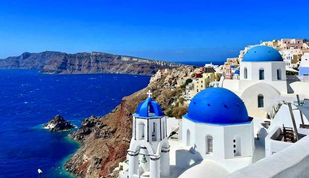 Old white church in Oia village, Santorini.